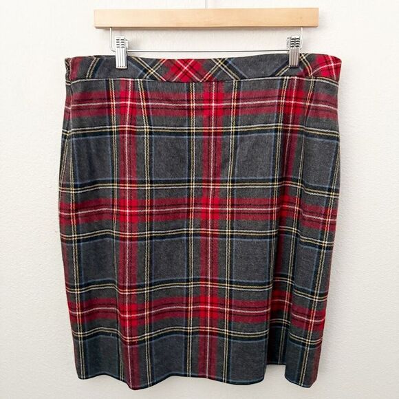 PENDLETON | Vintage Red Gray Yellow Tartan Plaid Pencil Straight Skirt | Size 16 - Picture 4 of 7